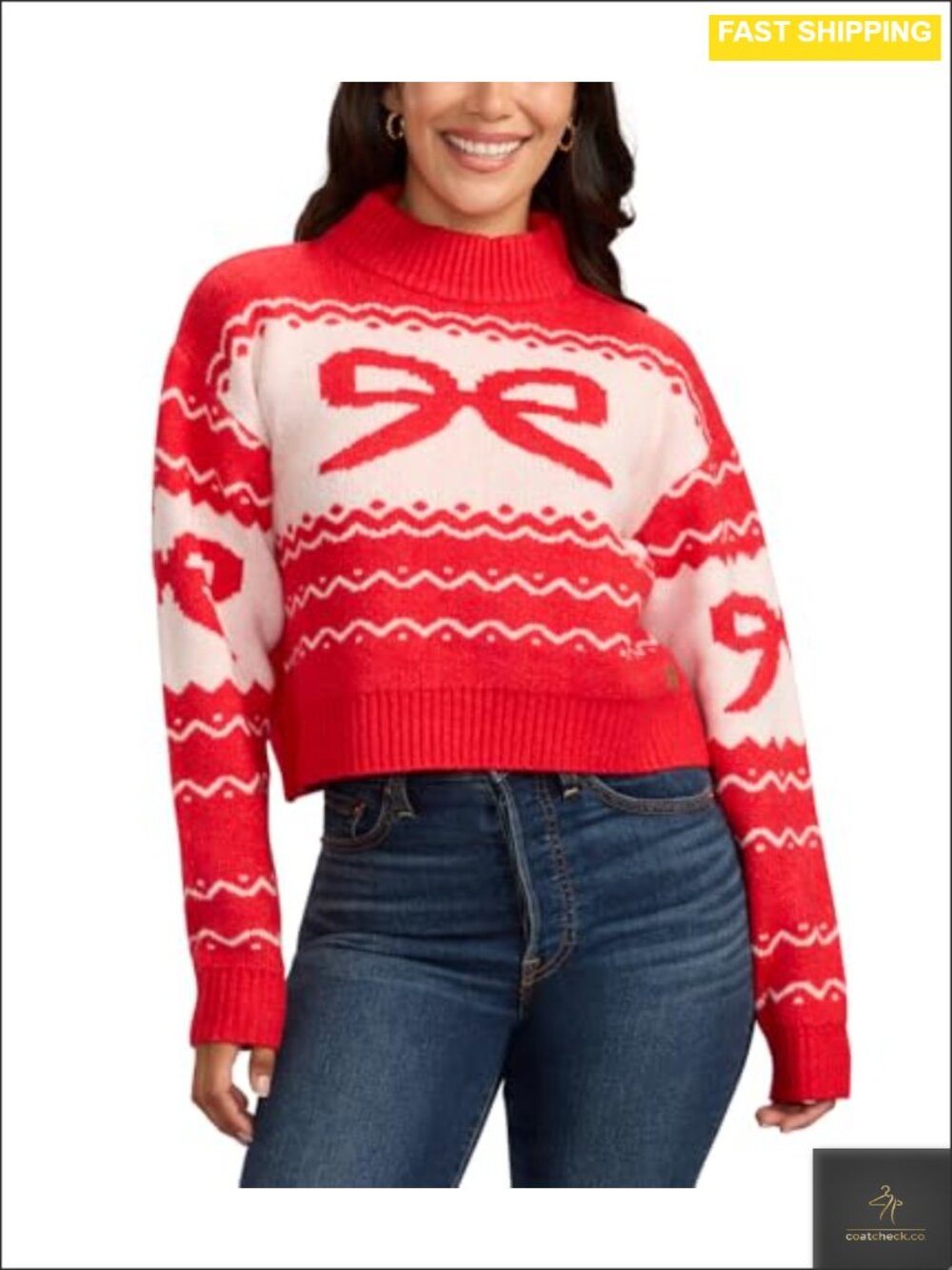 Tipsy Elves Women's Knit Cropped Christmas Sweater Festive Holiday Pullover